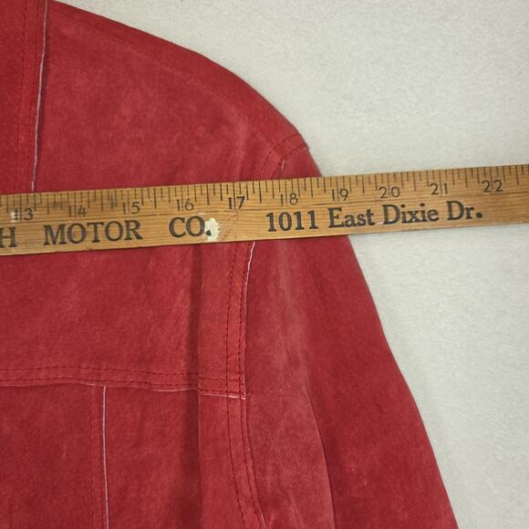 Vtg Nygard Collection Leather Shirt Jacket 16 Petite Womens Red Button Up - Picture 7 of 15